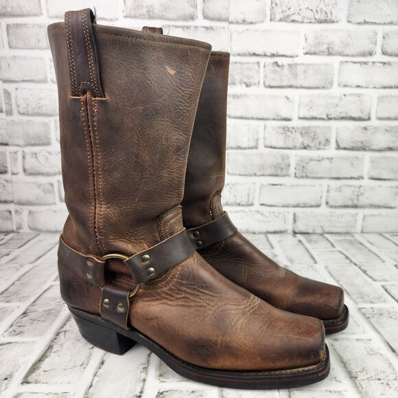 Frye Harness 12R Womens Sz 10 M Brown Leather Western Harness Boot US Made 77300 - Picture 1 of 12